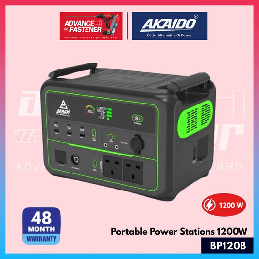 AKAIDO BP120B Portable Power Station 1200W 1120Wh with Wireless & Solar Charging